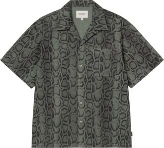 Carhartt Work in Progress Overhemden, Heren, Groen, M, Katoen, S/S Snake Camo Shirt