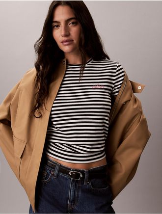 Calvin Klein Jeans Calvin Klein Womens Contour Rib Logo Graphic Slim T-Shirt - Black - L