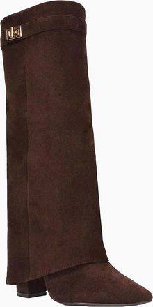 XY London Womens XY London Womens/Ladies Rayna Fold Over Pointed Knee-High Boots - Brown - Size: 5