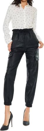 Kancan Rona Ultra High Rise Faux Leather Jogger Pant In Black