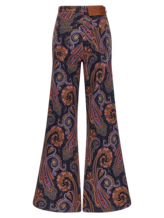 Etro Paisley-Print Flared Jeans - Navy