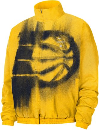 Nike Mens Indiana Pacers Standard Issue Basketball Woven Jacket in Yellow | II6057-728