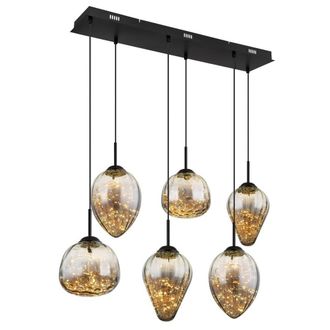 Netlighting Firefly Cluster Pendant Matt Black Smoke Glass Shade 6x LED 3000K