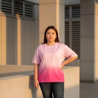 Ideology Classic Short Sleeve Tee In Pink Ombre