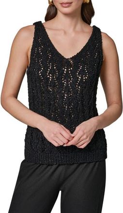 DKNY Double V-Neck Open Stitch Sweater Vest in Black at Nordstrom, Size X-Small