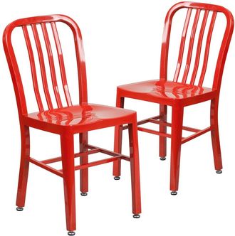 Flash Furniture 2 Pk. Red Metal Indoor-Outdoor Chair