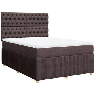 vidaXL Vidaxl - Cama Box Spring Con Colch&oacute;n Tela Marr&oacute;n Oscuro 160x200 Cm