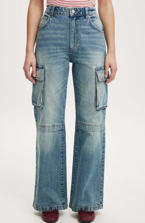 Cotton On Womens Curvy Cargo Wide Jean in Canyon Blue at Nordstrom, Size 4
