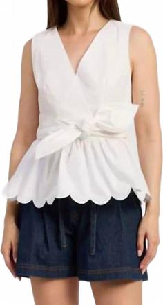 En Saison Isabella Sleeveless Peplum Top In White