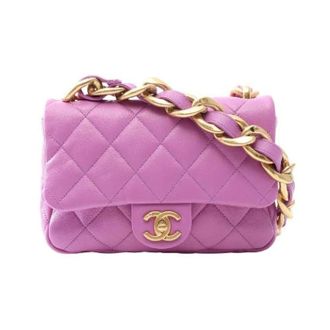 Chanel Pre-owned Matelasse Lamslederen Schoudertas - Dames - Pre-owned - Paars - Maat: ONE Size Leer
