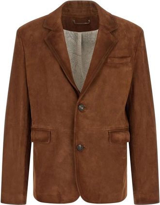 Golden Goose Kostuums, Heren, Bruin, L, Leer, Robyn Waxed Suede Jacket