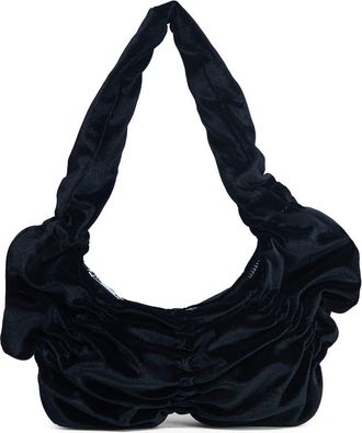 Topshop Ruched Velvet Shoulder Bag in Black at Nordstrom Rack