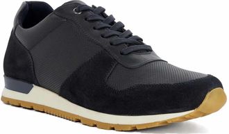 Dune London Mens Toronto - Leather Lace-Up Trainers - Navy - Size UK 10