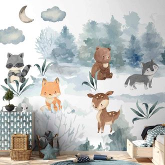 OEM Carta Da Parati Artgeist Animali Foresta Multicolore 350x256 Cm