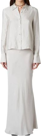 Nia Bias Cut Maxi Skirt In Silver