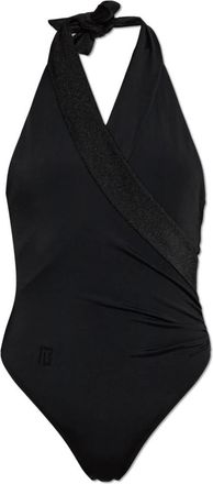 Balmain Tweekleurig badpak uit &eacute;&eacute;n stuk - Dames - Badpakken - Zwart - XL - Tweed - Badmode