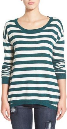 BP. Stripe Scoop Neck Pullover in Teal Cyrus Alice Stp at Nordstrom Rack, Size X-Small