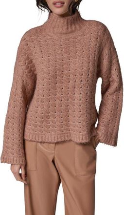 DKNY Basket Weave Turtleneck Sweater in Camel at Nordstrom, Size X-Large