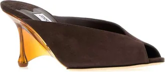Jimmy Choo London Womens Glace Mule Brown Suede Heels