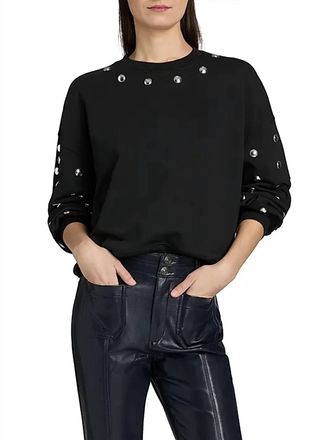 Cinq &agrave; Sept Studded Sleeves Brandy Pullover Sweatshirt In Black