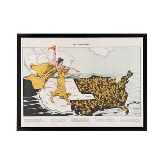 Artery8 Mayer Map Liberty Awakening Votes Women Framed Canvas Wall Art Print | Size: W24 x H32