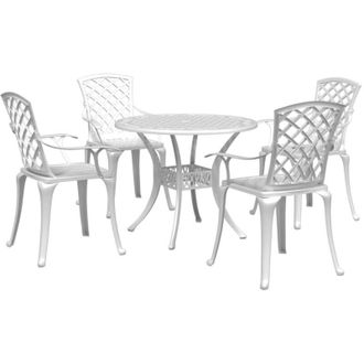 vidaXL Juego De Comedor De Jard&iacute;n 5 Piezas Aluminio Fundido Blanco Vidaxl