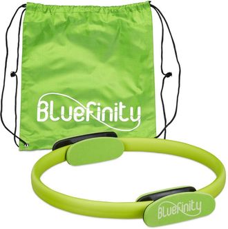 Relaxdays 2 Aros Pilates Con Ejercicios, Agarraderas, Acolchado, Anillo Resistencia, Yoga, Fibra Vidrio, &Oslash; 37cm, Verde