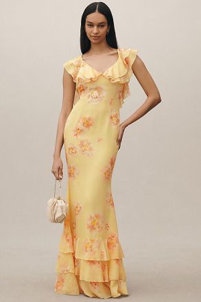 Sau Lee Gaia Ruffle Maxi Dress