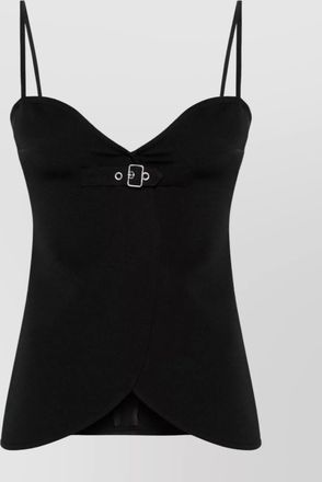 Courr&egrave;ges twill sweetheart neck sleeveless top