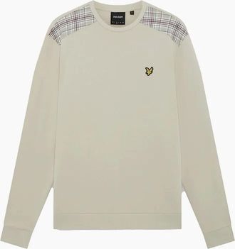 Lyle & Scott Mens Lyle & Scott Check Panelled Crewneck Sweatshirt - Cove - Neutral - Size: 40