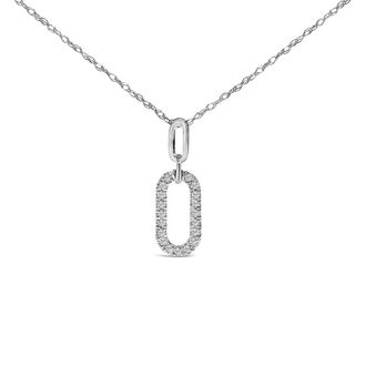 House of Brilliance 14K White Gold Diamond Accent Paperclip Pendant Necklace