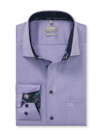 Olymp Langarmhemd OLYMP Luxor, Herren, Gr. 41, N-Gr, viola, Web, Obermaterial: 100% Baumwolle, comfort fit normal, 2-Knopf-Manschette, Hemden Langarmhemd, N