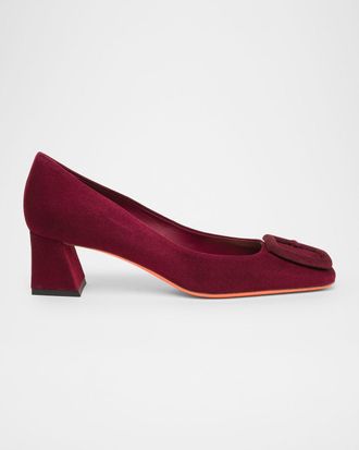 Santoni 50mm Hasmig Suede Buckle Pumps