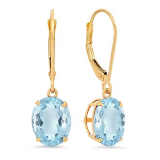 MAX + STONE 14K Yellow Gold 8X10mm Oval Gemstone Dangle Earrings