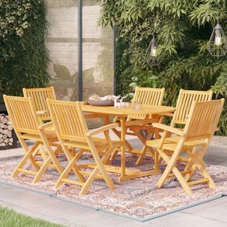 vidaXL Conjunto De Comedor De Jard&iacute;n 7 Piezas Madera Maciza De Teca Vidaxl
