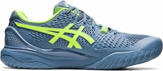 Asics Mens Gel-Resolution 9 Shoes In Steel Blue/hazard Green