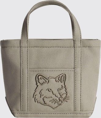 Maison Kitsun&eacute; Borsa Fox Head Mini Maison Kitsun&eacute; in canvas di cotone con logo ricamato