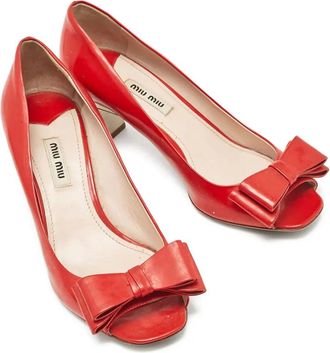 Miu Miu Pumps in pelle con fiocco - Rosso