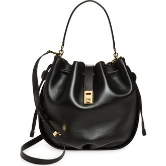 Ferragamo Hug Leather Bucket Bag in Nero at Nordstrom