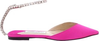 Jimmy Choo London Saeda Crystal Embellished Satin Flats
