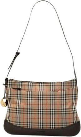 Burberry Pre-owned Shoulder Bags, female, Brown, Size: ONE SIZE Pre-owned Haymarket Check Shoulder Bag