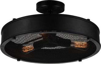 CWI Lighting Tigris 3 Light Drum Shade Flush Mount With Black Finish