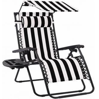 Best Choice Products Folding Zero Gravity Recliner Patio Lounge Chair w/ Canopy Shade, Headrest, Tray