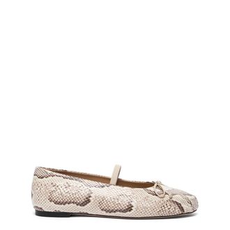 Stuart Weitzman Schoenen, Dames, Beige, 38 1/2 EU, Linnen, Prima Bow Ballet Mary Jane