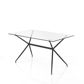 Oresteluchetta Mesa De Comedor O Escritorio Lansing De Vidrio Templado Y Metal