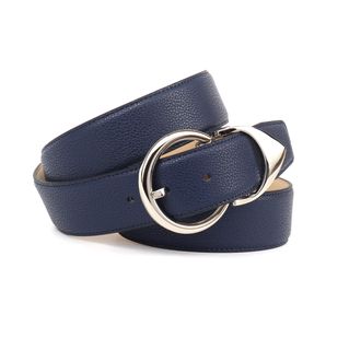 Anthoni Crown Lederg&uuml;rtel ANTHONI CROWN, Damen, Gr. 100, blau, Rindsleder, unifarben, G&uuml;rtel Lederg&uuml;rtel, in Hirschpr&auml;gung mit abgesteppten R&auml;ndern