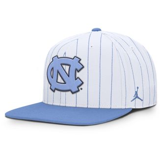 Nike Mens North Carolina Primetime Pin Stripe 2-Tone Jordan Brand Dri-FIT College Adjustable Hat in White | JC1200LANCN-5YX