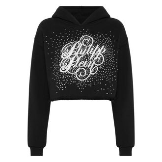 Philipp Plein Hoodie Sweatshirt Strass - Dames - Hoodies - Zwart - XL - Katoen - Hoodies & sweatvesten