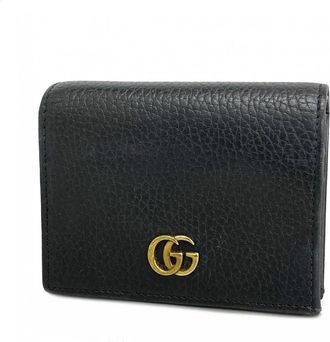 Gucci Pre-owned Wallets, female, Black, Size: ONE SIZE Pre-owned GG Marmont Card Case Wallet
