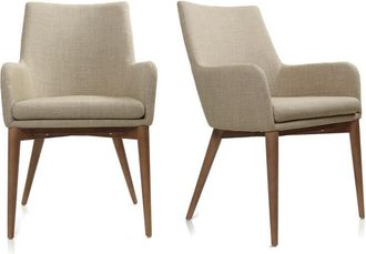 Miliboo Miliboo - Lote de 2 sillones de diseño en poliéster beige shana